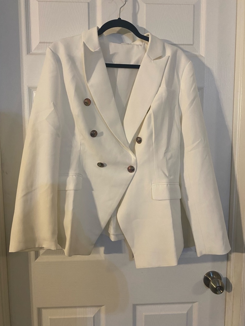 Classic Double-Breasted White Women's Blazer
